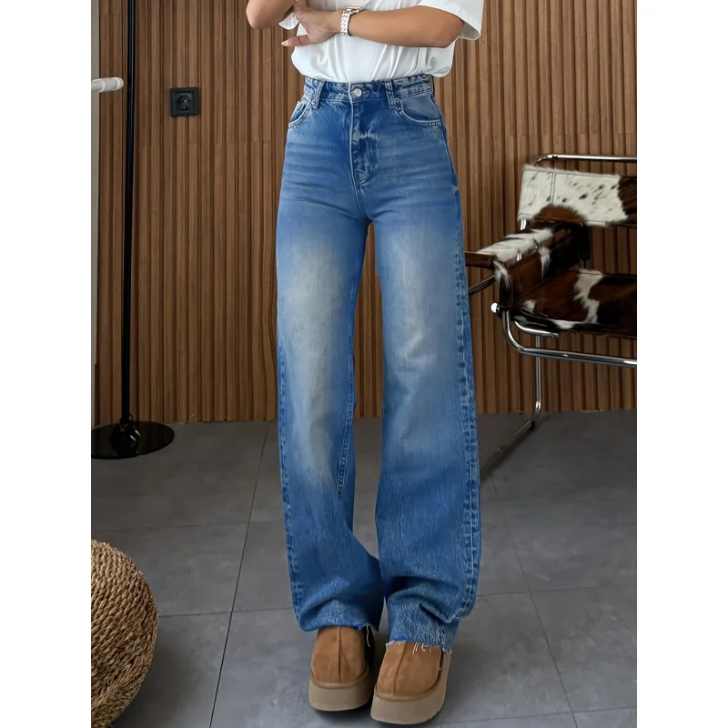 Европейский и американский стиль - новые женские потертые эластичные прямые брюки, потертые модные джинсы
Европейский и американский стиль - новые женские потертые эластичные прямые брюки, потертые модные джинсы