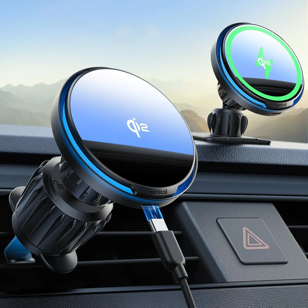 15W Qi2 MagSafe Car Charger with RGB LED - 360° Wireless Magnetic Phone Mount for iPhone 17 Pro Max, 16, 15, 14, 13, 12
15W Qi2 MagSafe Car Charger with RGB LED - 360° Wireless Magnetic Phone Mount for iPhone 17 Pro Max, 16, 15, 14, 13, 12