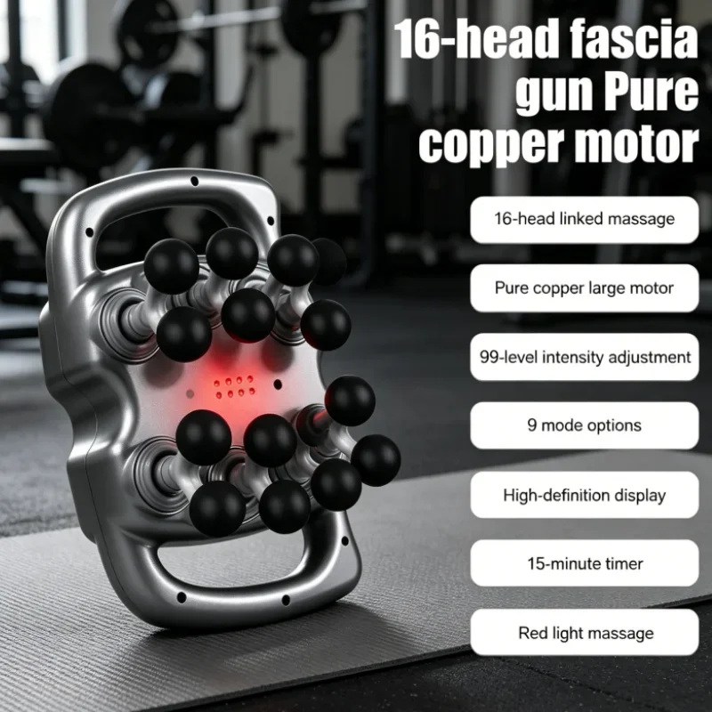 16-Head Professional Fascia Gun High Frequency Vibration Massager Gun Muscle Massage Gun for Waist Shoulder Back Leg Body
16-Head Professional Fascia Gun High Frequency Vibration Massager Gun Muscle Massage Gun for Waist Shoulder Back Leg Body