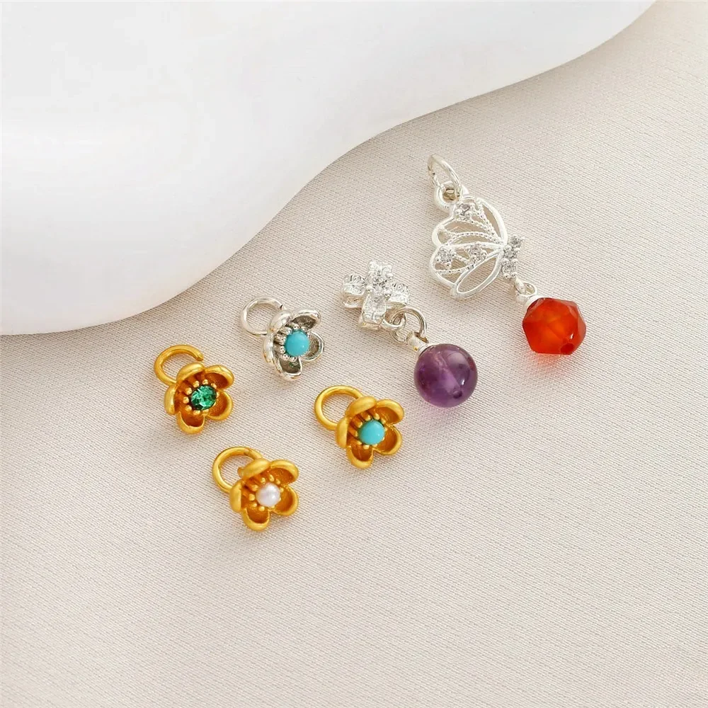 18K Matte Gold Thick Silver Diamond Inlaid Small Flower Agate Butterfly Wing Pendant DIY Bracelet Necklace Accessories
18K Matte Gold Thick Silver Diamond Inlaid Small Flower Agate Butterfly Wing Pendant DIY Bracelet Necklace Accessories