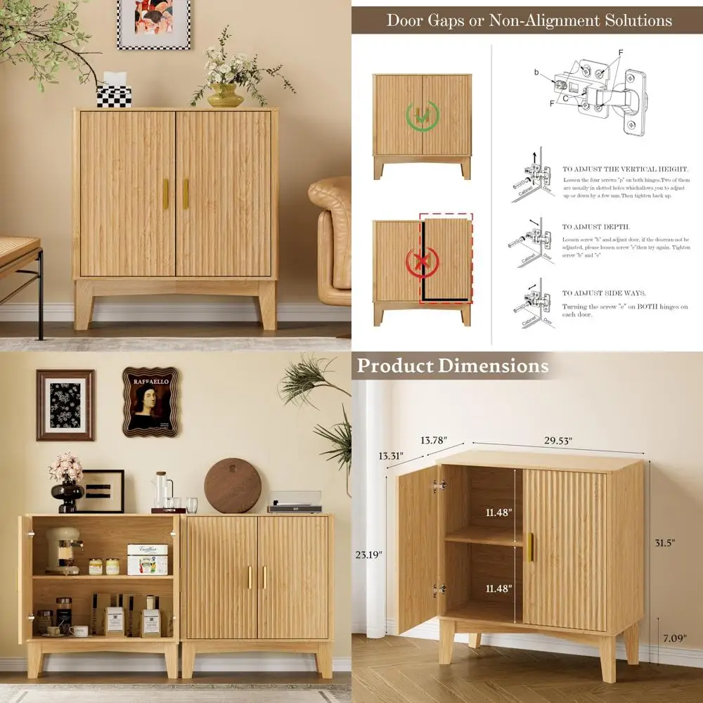 Современный регулируемый стеллаж-буфет с дверцами для использования на кухне
Современный регулируемый стеллаж-буфет с дверцами для использования на кухне