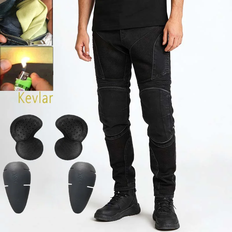 Men Summer Kevlar Motorcycle Jeans Abrasion Resistant Mesh Breathable Dirt Bike Riding Trousers Durable Protective Gear Black
Men Summer Kevlar Motorcycle Jeans Abrasion Resistant Mesh Breathable Dirt Bike Riding Trousers Durable Protective Gear Black