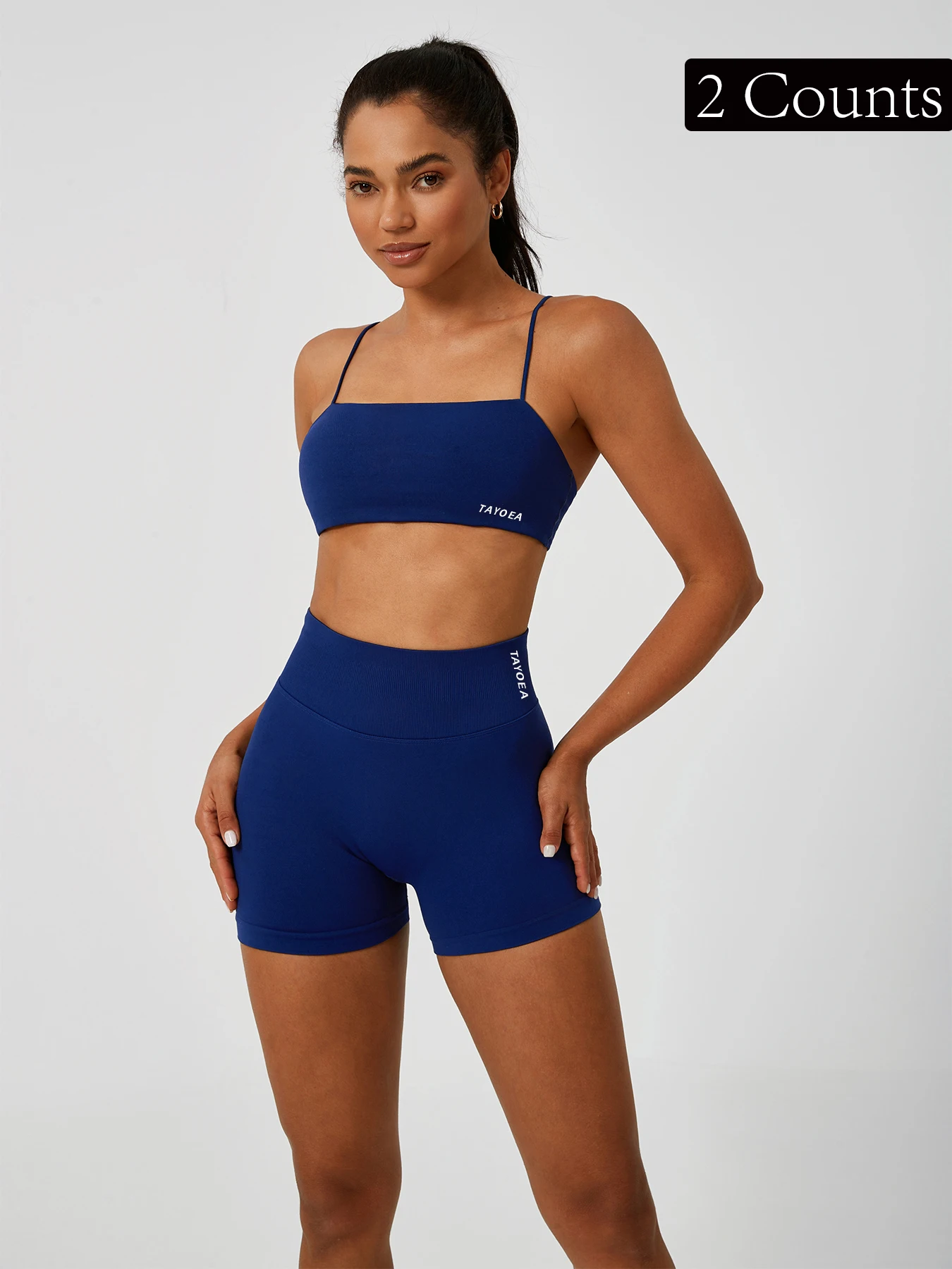 TAYOEA women’s 2-piece set: thin-strap bra top + high-waist shorts, seamless stretch, quick-dry breathable, slimming butt-lift fit, for yoga, gym, running, Pilates
TAYOEA women’s 2-piece set: thin-strap bra top + high-waist shorts, seamless stretch, quick-dry breathable, slimming butt-lift fit, for yoga, gym, running, Pilates