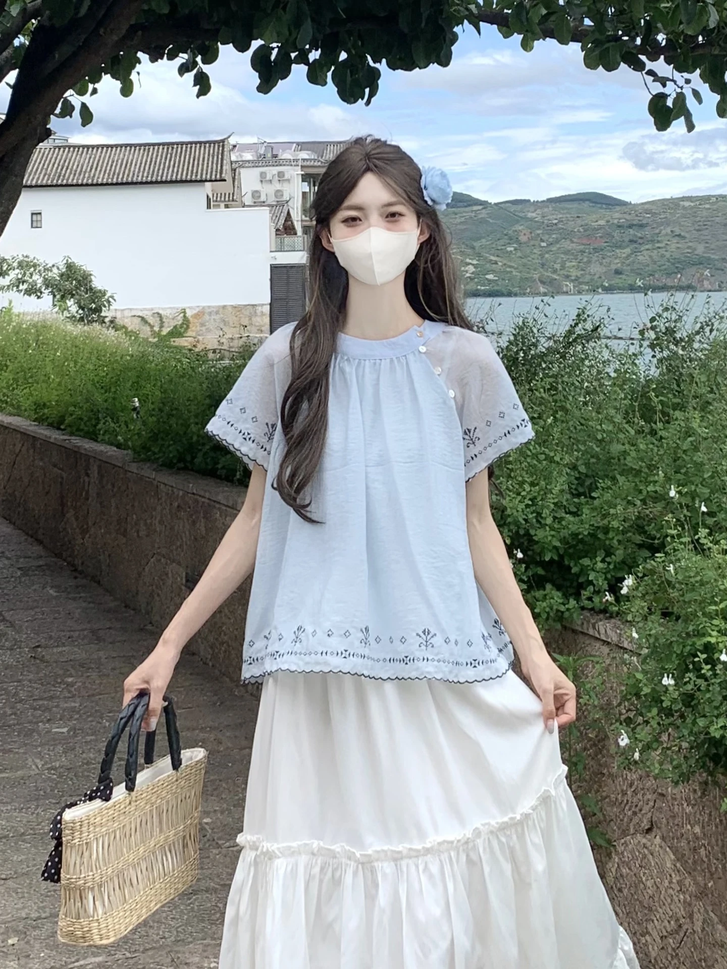Summer Thin Shoulder Insertion Doll Shirt Women's Beach Vacation Style Print Chiffon Loose Short Sleeve Top Breathable Skin-F...
Summer Thin Shoulder Insertion Doll Shirt Women's Beach Vacation Style Print Chiffon Loose Short Sleeve Top Breathable Skin-F...