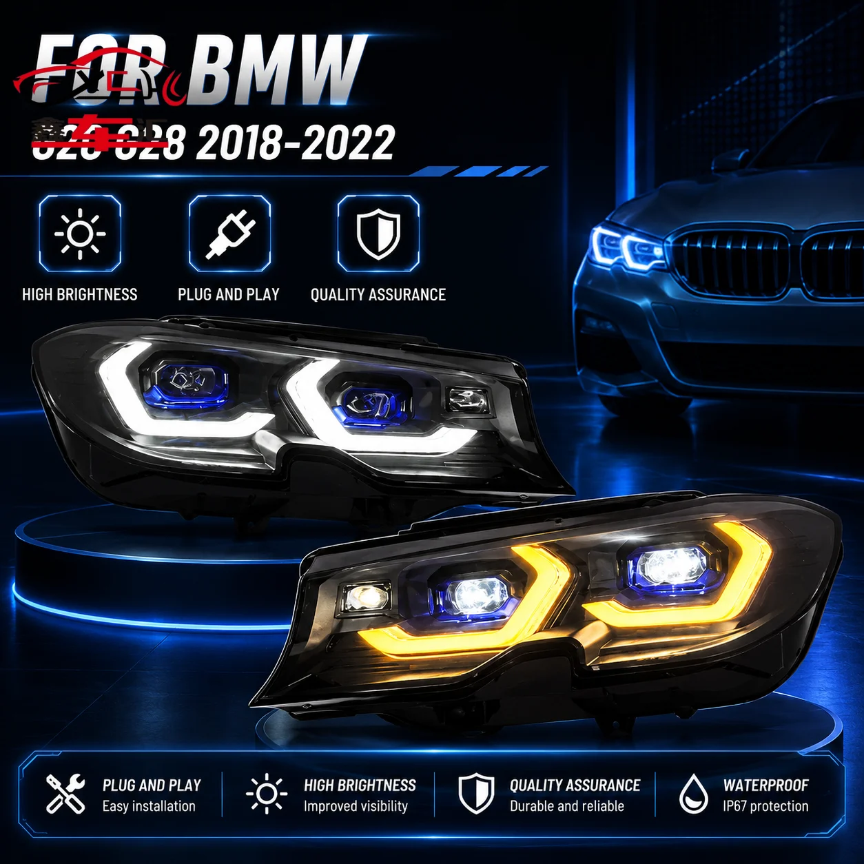 Car DRL Accessories LED Headlights For BMW G20 G28 2018-2022 Laser Assembly Turn Signal Fog DRL Brake Turn Signal Lamp Plu
Car DRL Accessories LED Headlights For BMW G20 G28 2018-2022 Laser Assembly Turn Signal Fog DRL Brake Turn Signal Lamp Plu
