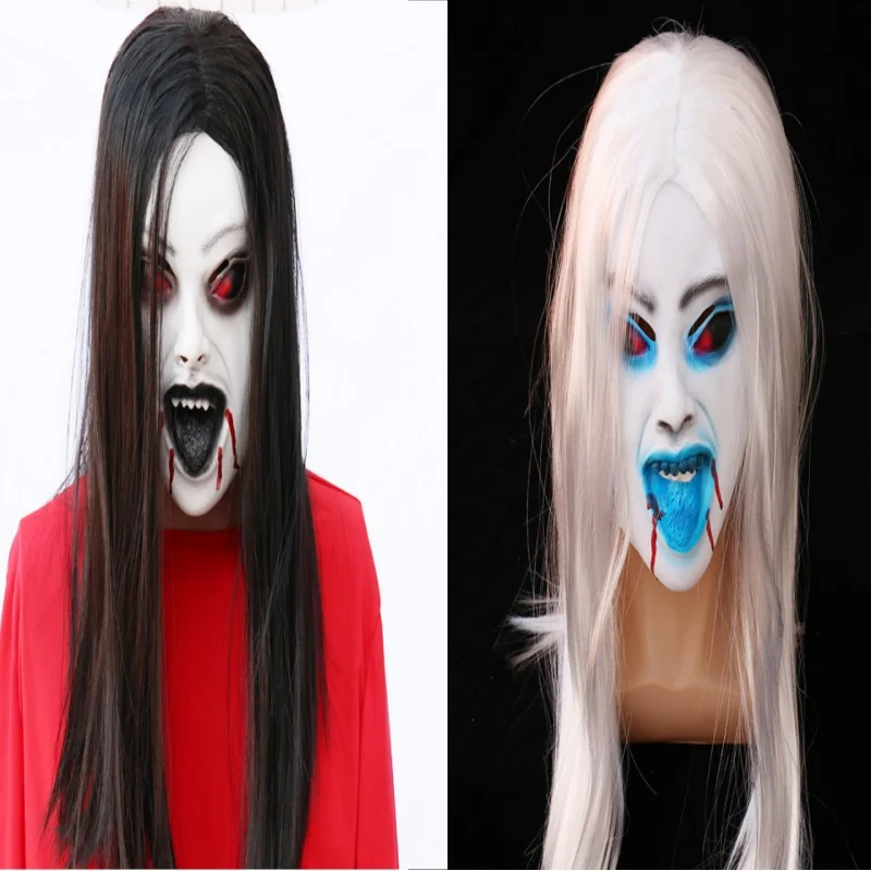 Super Scary Female Ghost Mask Long Hair Latex Face Mask Halloween Carnival Costume Headgear Decoration Props Adult Horror Mask
Super Scary Female Ghost Mask Long Hair Latex Face Mask Halloween Carnival Costume Headgear Decoration Props Adult Horror Mask