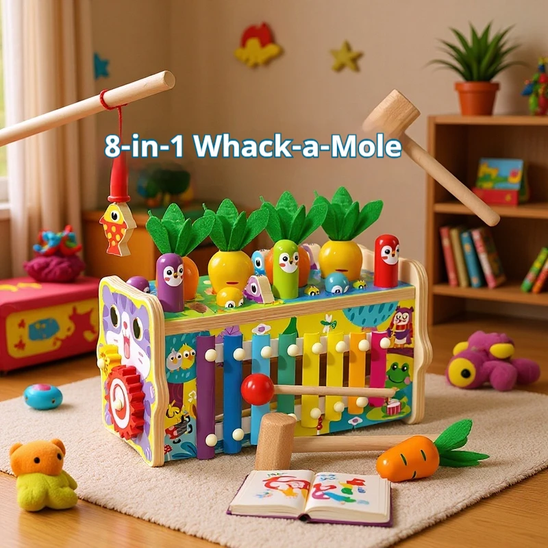 Wooden Eight In One Toy Whack A Mole Pull Carrot Xylophone Percussion Educational Wooden Knock Interactive Toy Baby Toy Car
Wooden Eight In One Toy Whack A Mole Pull Carrot Xylophone Percussion Educational Wooden Knock Interactive Toy Baby Toy Car