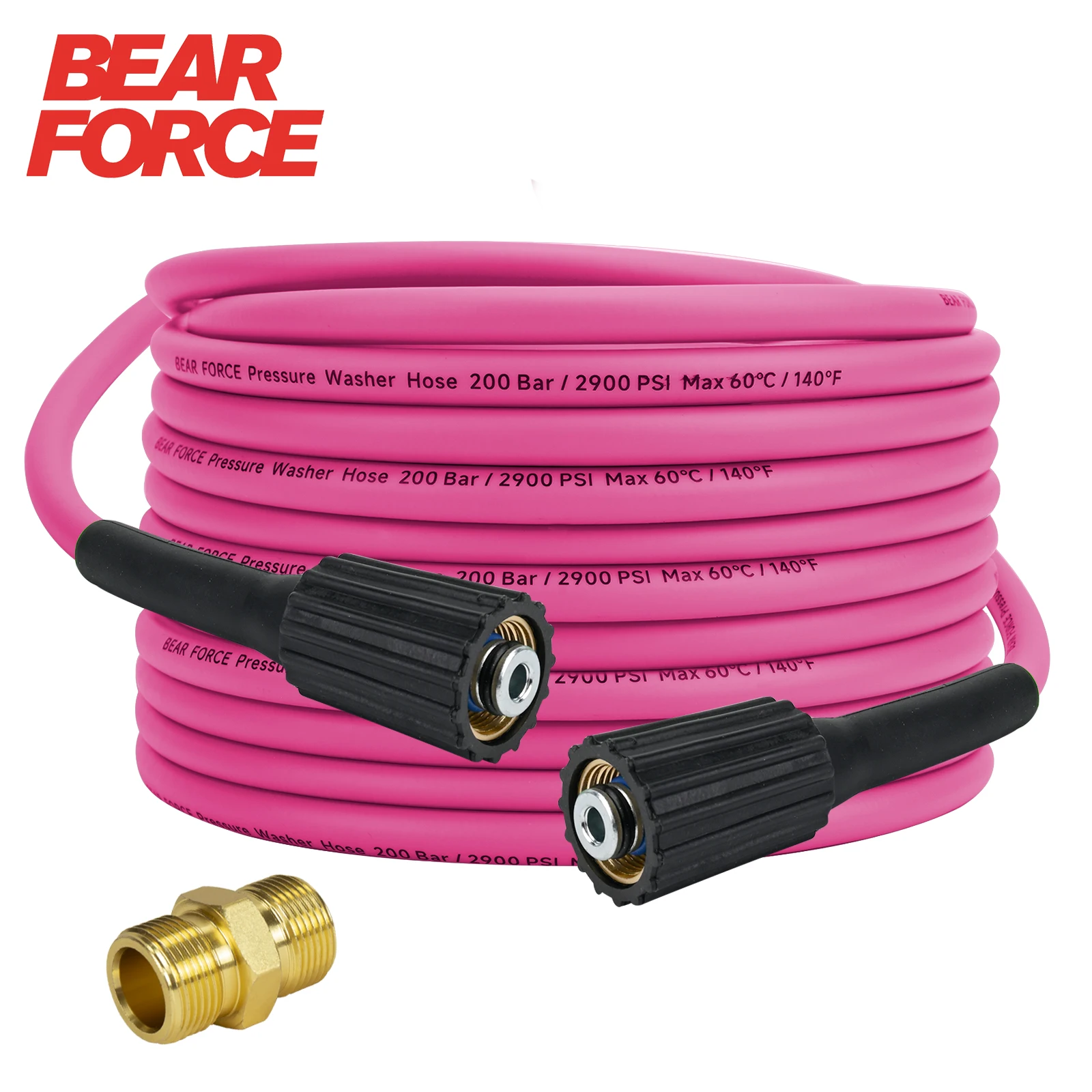 Гибкий и прочный шланг для мойки высокого давления Bear Force, 200 бар, 2900 фунтов на кв. дюйм, устойчивый к перегибам, удлинительный шланг для мойки автомобилей 1/4 дюйма, M22
Гибкий и прочный шланг для мойки высокого давления Bear Force, 200 бар, 2900 фунтов на кв. дюйм, устойчивый к перегибам, удлинительный шланг для мойки автомобилей 1/4 дюйма, M22