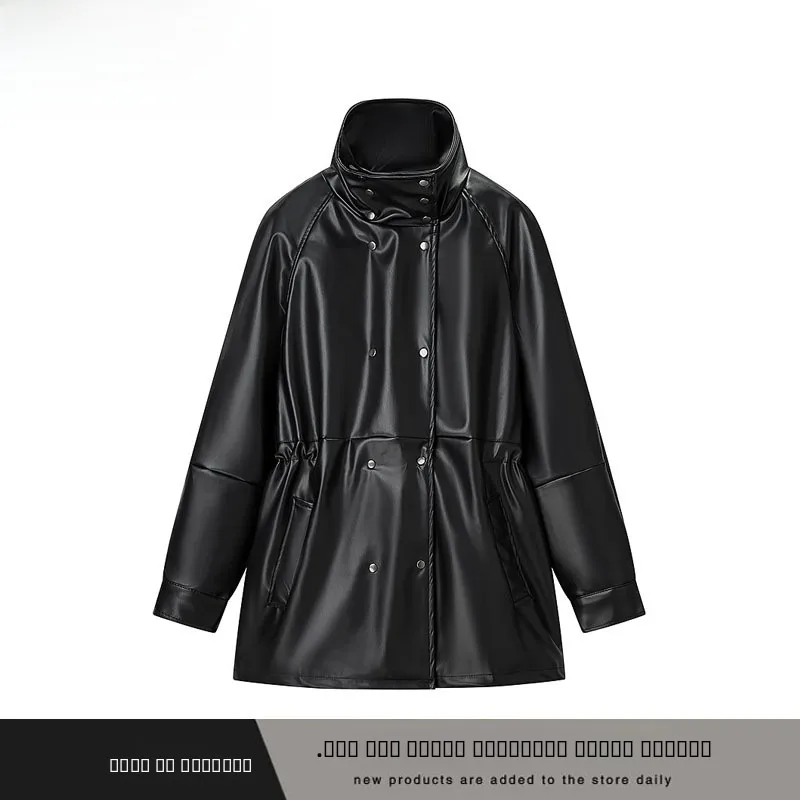 Faionable Street Sle Women's Long Sve Stand Collar Dstring Waist Leather Jaet Mid-Length Autumn Winter New Arrival
Faionable Street Sle Women's Long Sve Stand Collar Dstring Waist Leather Jaet Mid-Length Autumn Winter New Arrival
