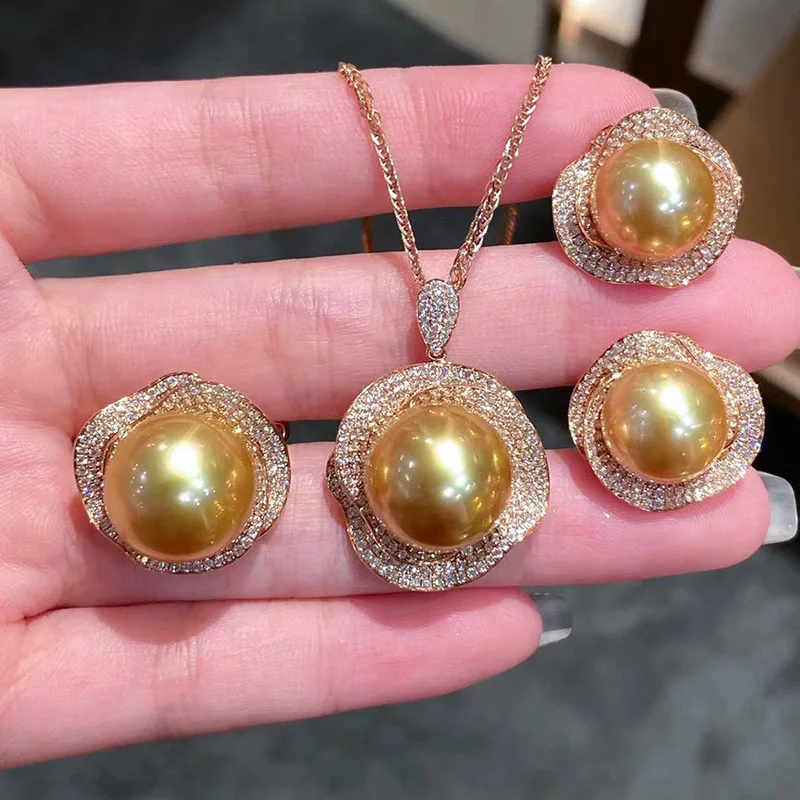 southsea 11-12mm Zircon Flower round Pearl Necklace earring pendant ring Fashionable and Advanced
southsea 11-12mm Zircon Flower round Pearl Necklace earring pendant ring Fashionable and Advanced