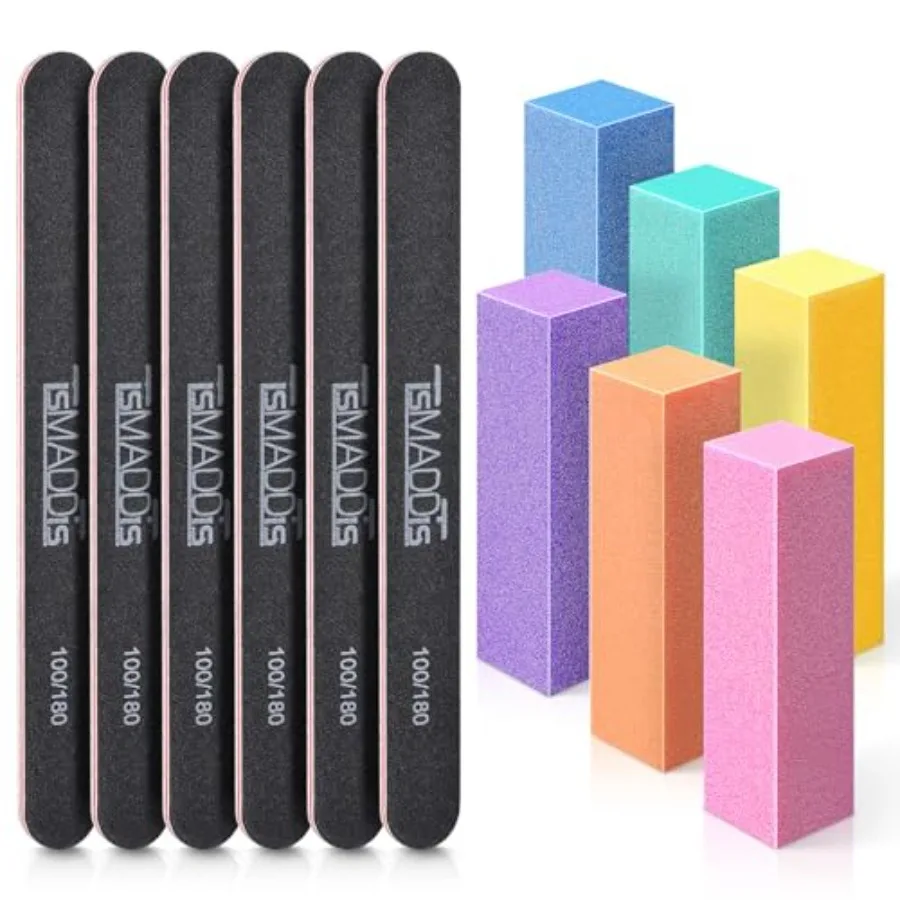 TsMADDTs Nail Files and Buffers, Professional Manicure Tools Kit Rectangular Art Care Buffer Block Tools 100 180 Grit 12 pcs
TsMADDTs Nail Files and Buffers, Professional Manicure Tools Kit Rectangular Art Care Buffer Block Tools 100 180 Grit 12 pcs
