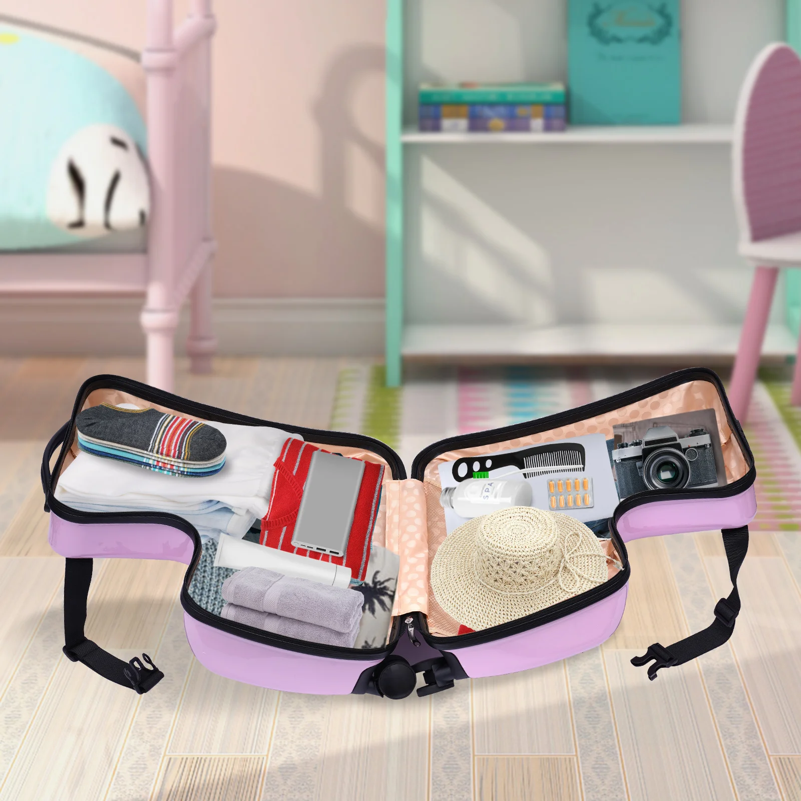 Детский чемодан-каталка 20 дюймов, розовый, современный, милый, с сиденьем и ремнями безопасности, легкий, для детей 3-6 лет
Детский чемодан-каталка 20 дюймов, розовый, современный, милый, с сиденьем и ремнями безопасности, легкий, для детей 3-6 лет