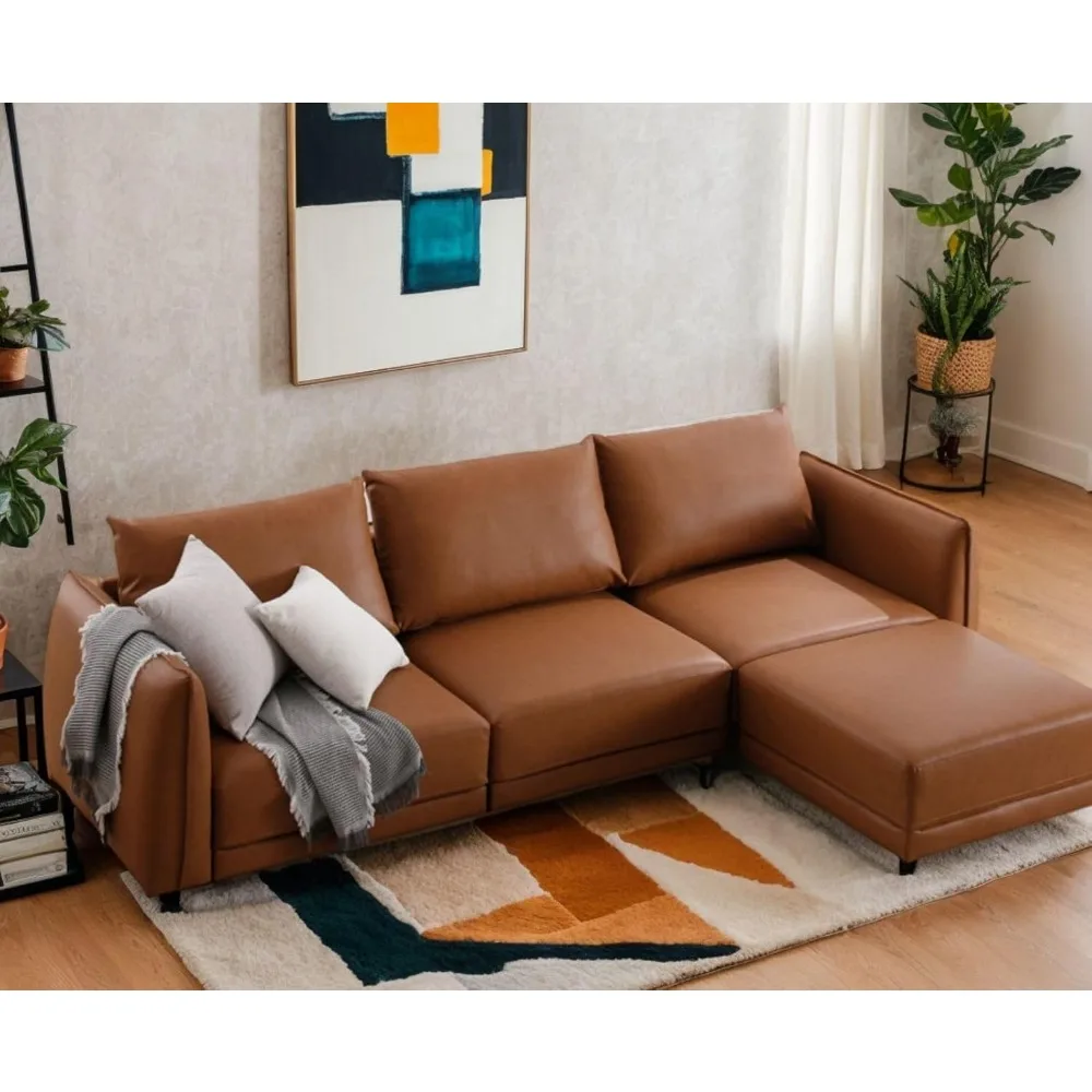 Sectional Sofa Couch with Ottoman, PU Leather Modular Covertible Sectional Couch with Reversible L Shaped 3 Seat with Mobile
Sectional Sofa Couch with Ottoman, PU Leather Modular Covertible Sectional Couch with Reversible L Shaped 3 Seat with Mobile