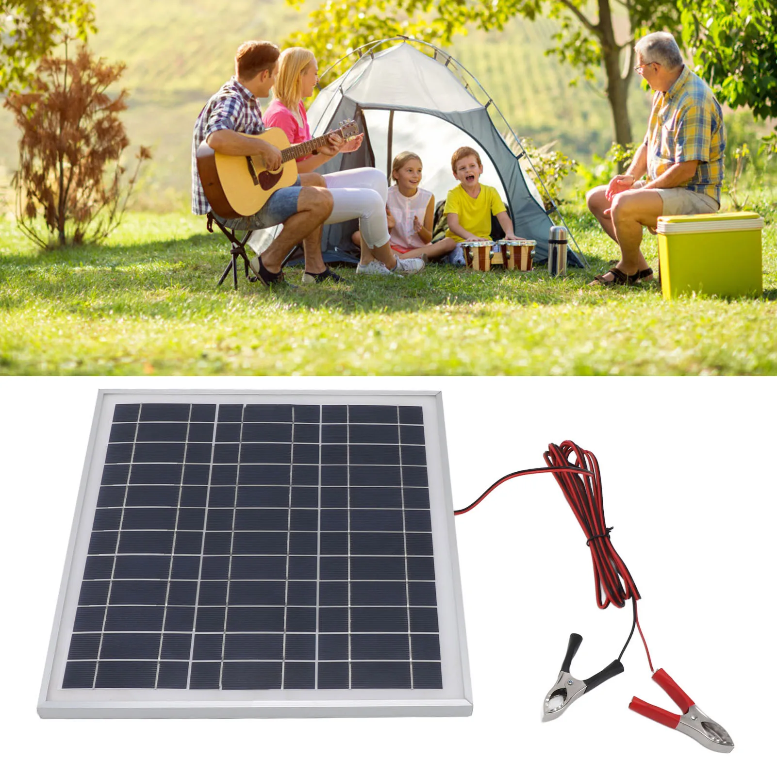 Portable Solar Panel 9.8FT Cable Efficient and Stable Aluminum Frame Solar Panel Red and Black Battery Clips for Camping
Portable Solar Panel 9.8FT Cable Efficient and Stable Aluminum Frame Solar Panel Red and Black Battery Clips for Camping