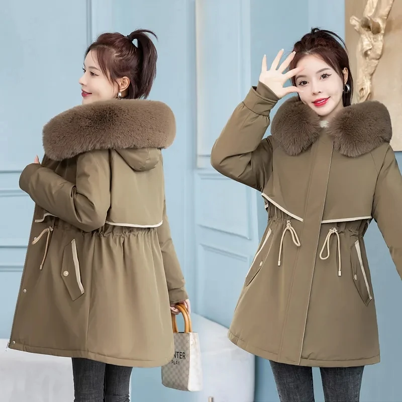 Parkas Winter New Women Jacket Korean Loose Drawstring Parka Overcoat Ladies Fashion Hooded Fur Collar Warm Windproof Outwear
Parkas Winter New Women Jacket Korean Loose Drawstring Parka Overcoat Ladies Fashion Hooded Fur Collar Warm Windproof Outwear