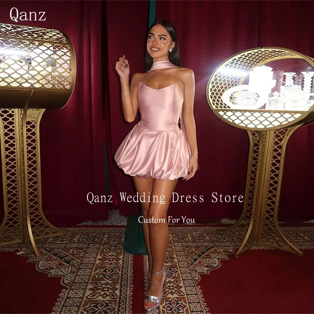 Qanz Pink Sexy Mini Prom Dresses Satin Lace Up Back Short Cocktail Dresses Plus Size Vestidos Para Eventos Especiales Customized
Qanz Pink Sexy Mini Prom Dresses Satin Lace Up Back Short Cocktail Dresses Plus Size Vestidos Para Eventos Especiales Customized