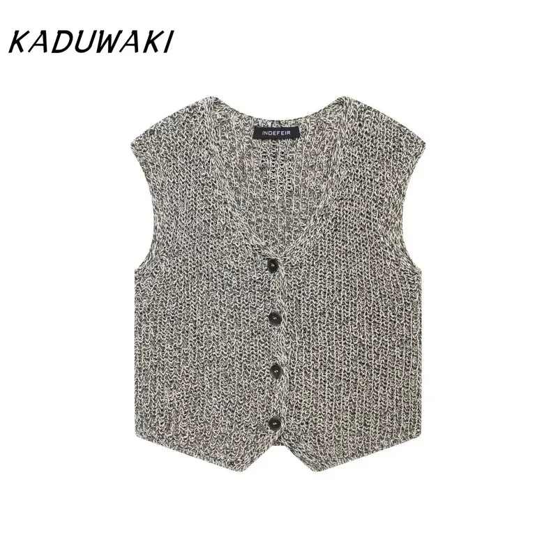 KADUWAKI Fashion Retro V-neck Sleeveless Gray Knit Undershirt Casual Commuter Single-breasted Hundred Vest Куртка Зимняя Женская
KADUWAKI Fashion Retro V-neck Sleeveless Gray Knit Undershirt Casual Commuter Single-breasted Hundred Vest Куртка Зимняя Женская