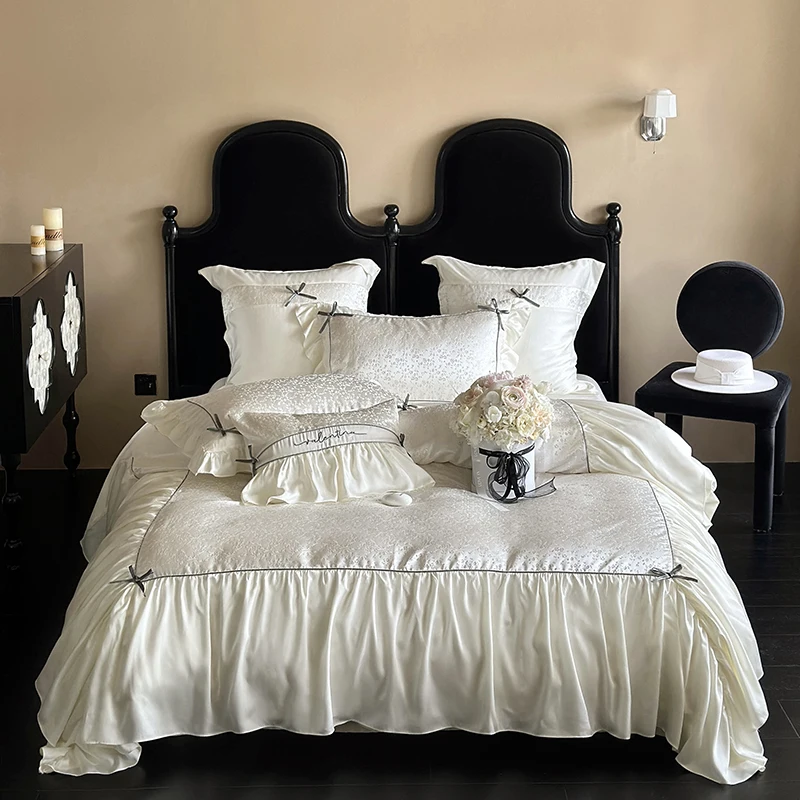 Sunny Textile New Double Layer Four-piece Bedding Sets Princess Duvet Cover Set Cotton Linen Bedding Set
Sunny Textile New Double Layer Four-piece Bedding Sets Princess Duvet Cover Set Cotton Linen Bedding Set