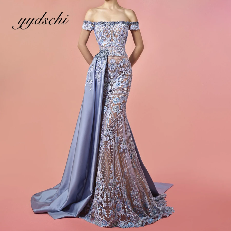 Exquisite Boat Neck Formal Evening Dress Floor Length Applique Embroidery Lace Satin Party Slim Train Prom Dresses for Women
Exquisite Boat Neck Formal Evening Dress Floor Length Applique Embroidery Lace Satin Party Slim Train Prom Dresses for Women