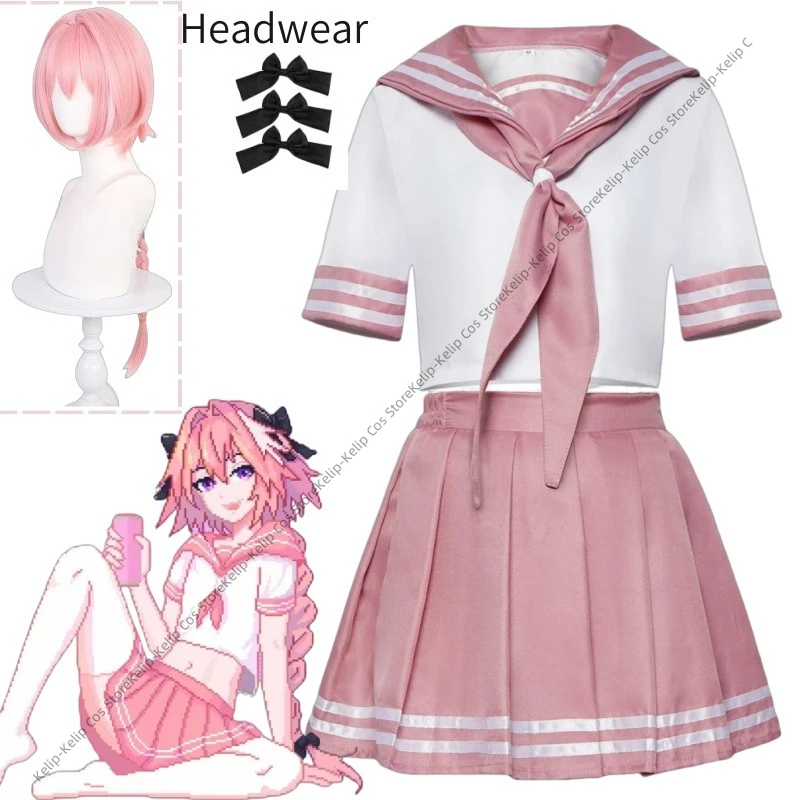 Game Fate/Apocrypha Astolfo Cosplay Costume Twelve Warriors Wig Japanese Pink JK Uniform Skirt Woman Sexy Kawaii Sailor Suit
Game Fate/Apocrypha Astolfo Cosplay Costume Twelve Warriors Wig Japanese Pink JK Uniform Skirt Woman Sexy Kawaii Sailor Suit
