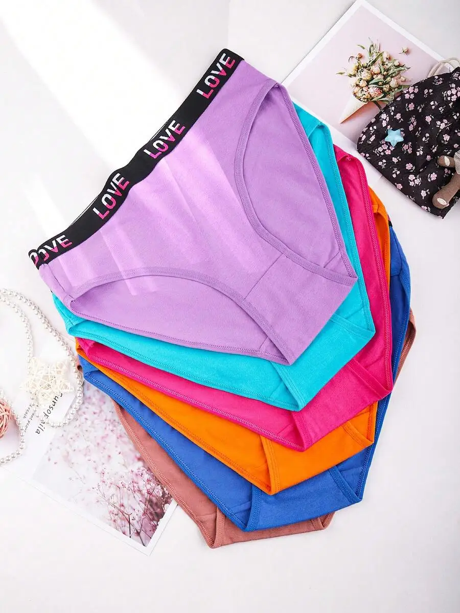 6 Pieces Mixed Color Mid Waist Cotton Letter Waistband Womens Panties Comfortable Breathable
6 Pieces Mixed Color Mid Waist Cotton Letter Waistband Womens Panties Comfortable Breathable