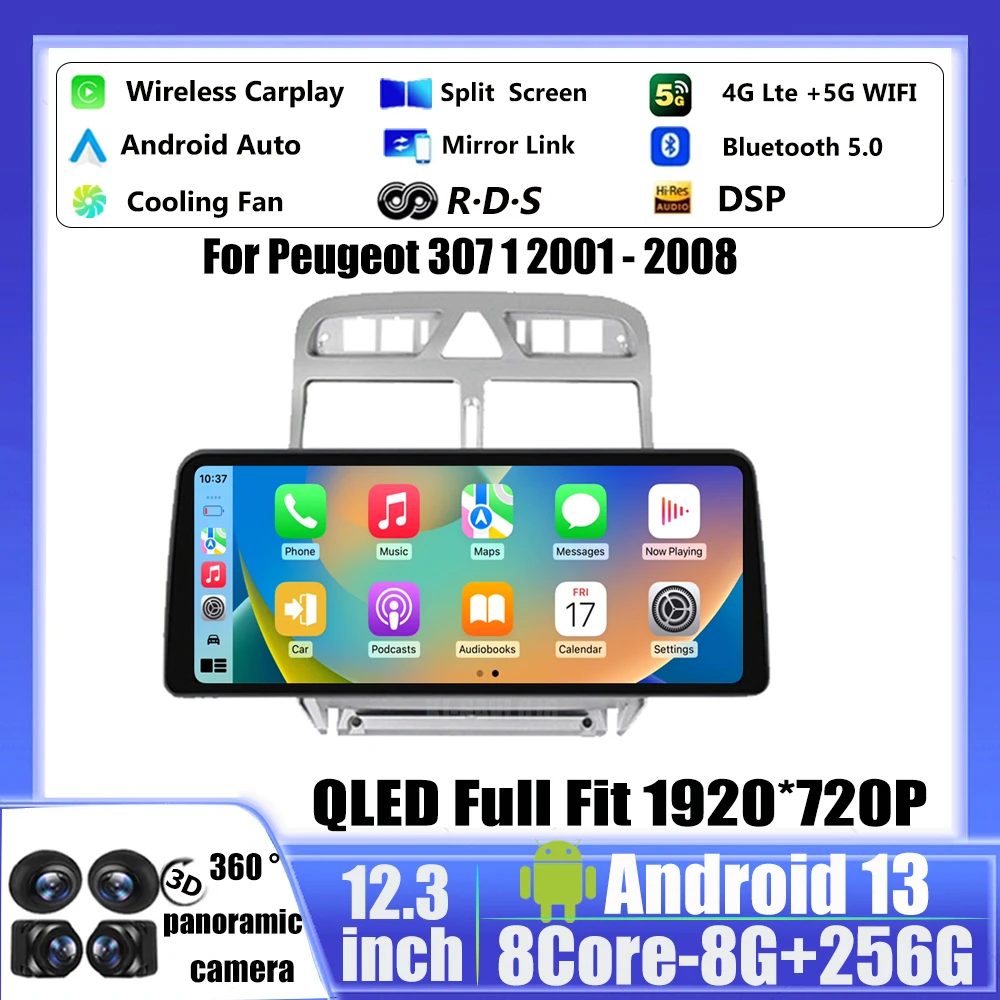 For Peugeot 307 1 2001 - 2008 Android 13 Car Stereo Multimedia 12.3 Inch Auto BT Carplay 4G NET 1920*720 QLED Video Player
For Peugeot 307 1 2001 - 2008 Android 13 Car Stereo Multimedia 12.3 Inch Auto BT Carplay 4G NET 1920*720 QLED Video Player