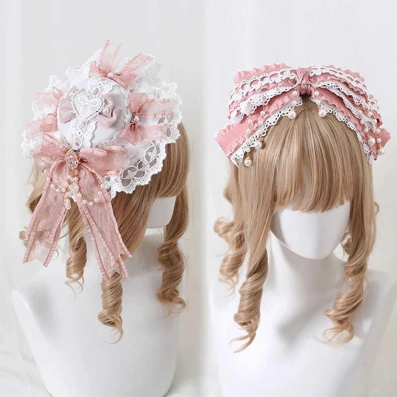 Ribbon Bow Hairband with Hairpins Girls Lolita Lace Ruffled KC Headband Sweet Pearl Lace Embroidery Anime Maid Cosplay Headdress
Ribbon Bow Hairband with Hairpins Girls Lolita Lace Ruffled KC Headband Sweet Pearl Lace Embroidery Anime Maid Cosplay Headdress