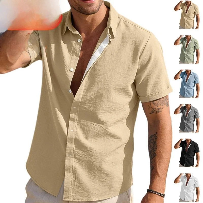 Casual Commute Short Sleeve Button up Collar Cardigan Shirt Pure Color Simple Design Business Men's Fashion Summer Clothing
Casual Commute Short Sleeve Button up Collar Cardigan Shirt Pure Color Simple Design Business Men's Fashion Summer Clothing