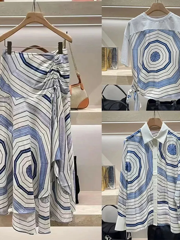 Женский комплект S Home 2025: Новая летняя футболка с геометрическим принтом, цветными вставками и воротником, шорты, рубашка с длинным рукавом и плиссированная юбка
Женский комплект S Home 2025: Новая летняя футболка с геометрическим принтом, цветными вставками и воротником, шорты, рубашка с длинным рукавом и плиссированная юбка