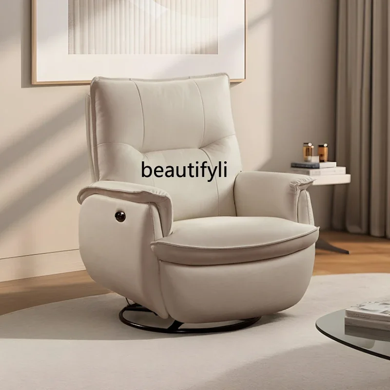P First layer leather modern sofa rocking chair, electric reclining, single sofa chair with rotating function
P First layer leather modern sofa rocking chair, electric reclining, single sofa chair with rotating function
