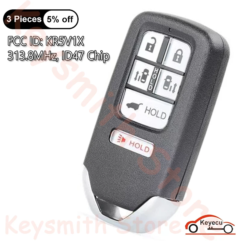 KEYECU 5+1 6 Buttons 313.8MHz ID47 Chip for Honda Odyssey 2014 2015 2016 2017 Auto Smart Remote Control Key Fob FCC ID: KR5V1X
KEYECU 5+1 6 Buttons 313.8MHz ID47 Chip for Honda Odyssey 2014 2015 2016 2017 Auto Smart Remote Control Key Fob FCC ID: KR5V1X