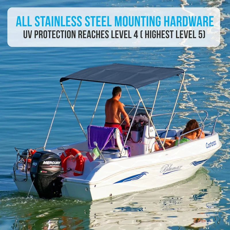 (UUX) Waterproof Cover-67-72'W 3 Bow Bimini Top Canvas Sun Shade Boat Canopy 1' Double Wall Alu Frame Tube,2 Straps 2 Rear UQ
(UUX) Waterproof Cover-67-72'W 3 Bow Bimini Top Canvas Sun Shade Boat Canopy 1' Double Wall Alu Frame Tube,2 Straps 2 Rear UQ