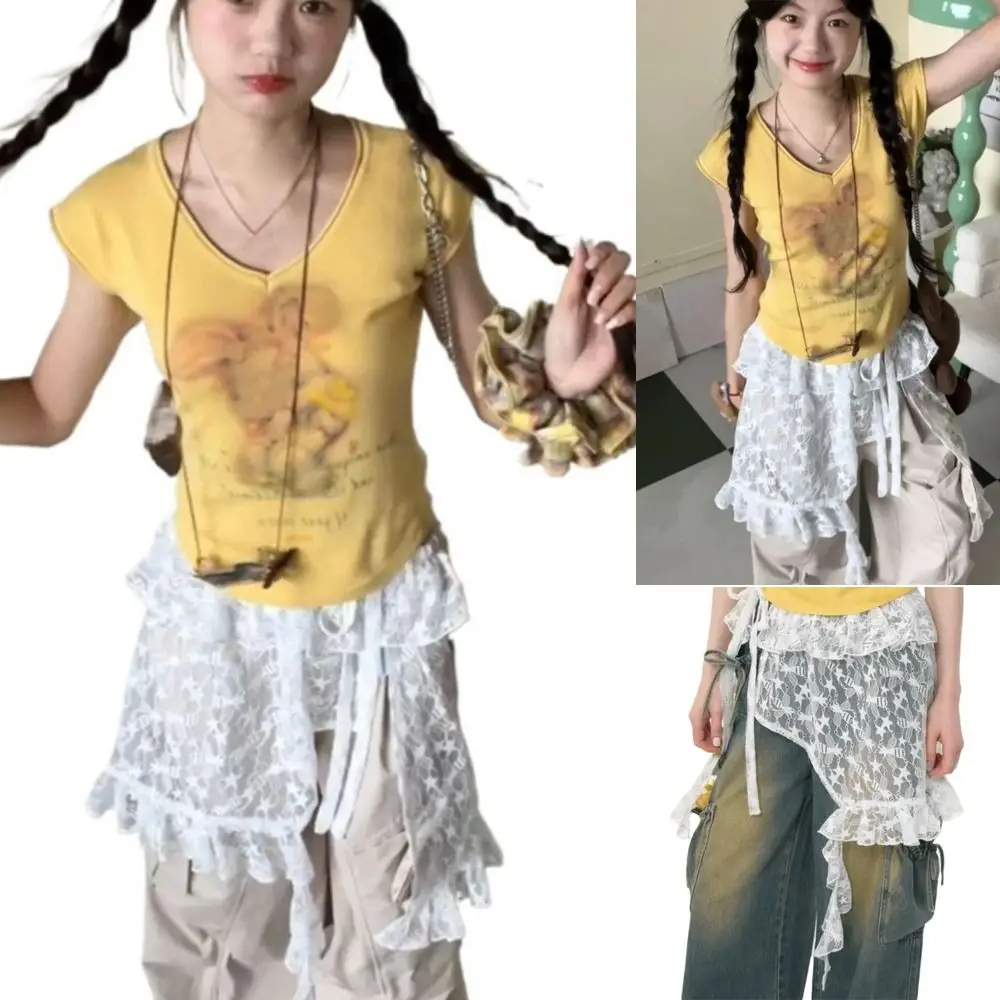 Embroidered Flower Lace Mini Skirt See Through Y2K Streetwear Lace Up Ruffles Skirt Lace-up Design Harajuku Butt Curtain
Embroidered Flower Lace Mini Skirt See Through Y2K Streetwear Lace Up Ruffles Skirt Lace-up Design Harajuku Butt Curtain