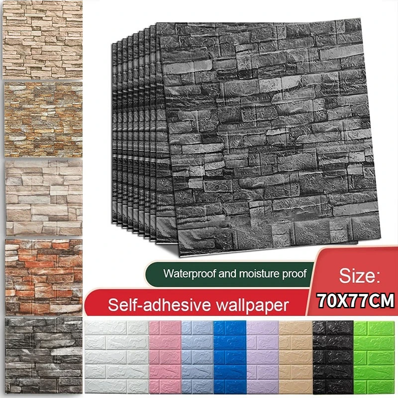 10 Pcs Moisture Proof Crash Foam Wallpaper Self-Adhesive Imitation Brick Sticker Bedroom 3D Wall Stickers Home DIY Luxury Decor
10 Pcs Moisture Proof Crash Foam Wallpaper Self-Adhesive Imitation Brick Sticker Bedroom 3D Wall Stickers Home DIY Luxury Decor