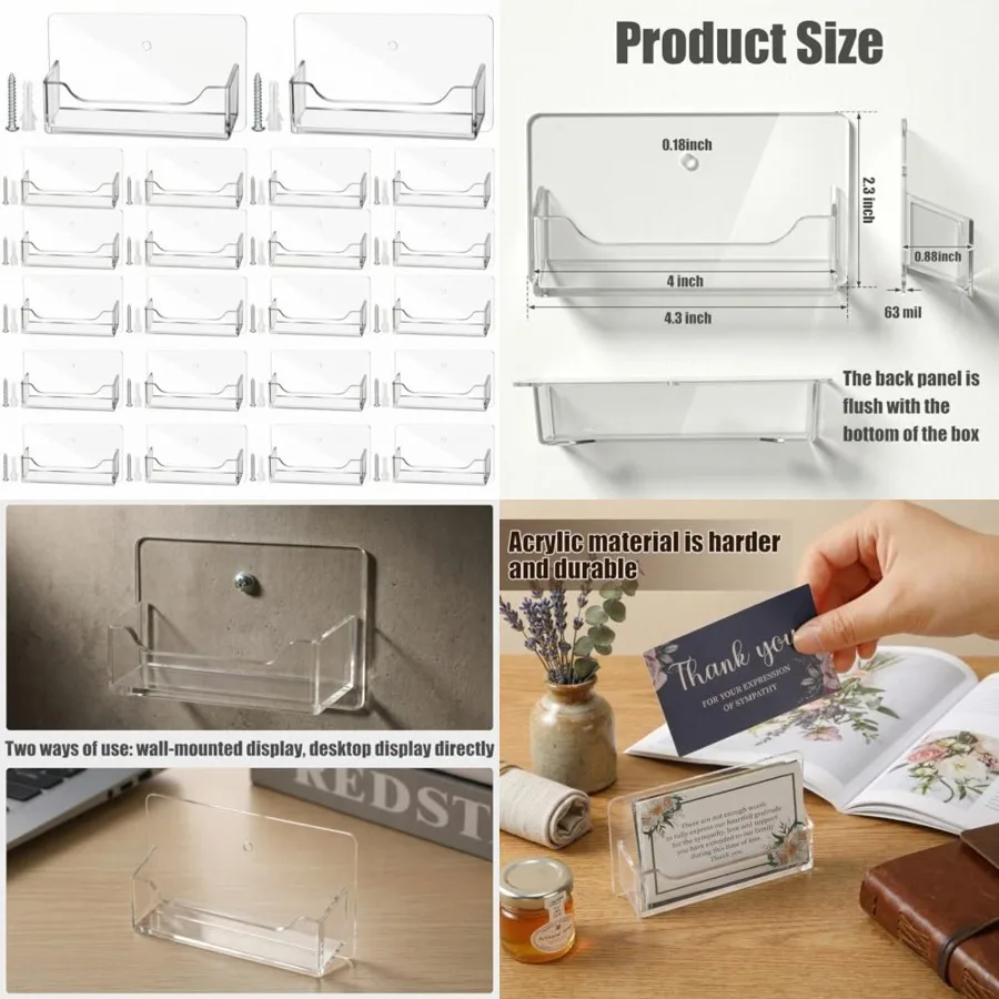 2 Pcs Business Card Holder Wall Mount Clear Acrylic Desk Visiting Card Holder Display Plastic Stand Door Desktop Organizer for
2 Pcs Business Card Holder Wall Mount Clear Acrylic Desk Visiting Card Holder Display Plastic Stand Door Desktop Organizer for
