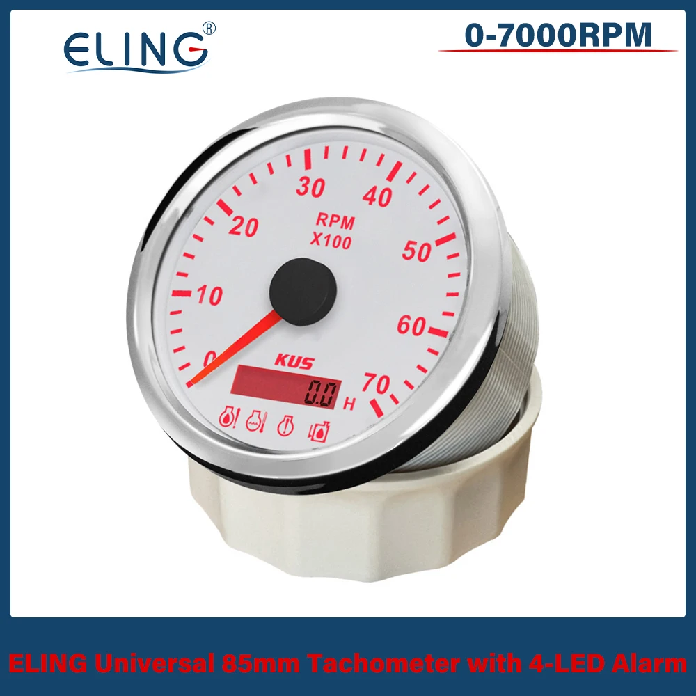 KUS Universal Waterproof 85mm Tachometer 0-7000RPM with Hourmeter and 4-LED Alarm Red Backlight for 12VDC Vehicles Boats
KUS Universal Waterproof 85mm Tachometer 0-7000RPM with Hourmeter and 4-LED Alarm Red Backlight for 12VDC Vehicles Boats
