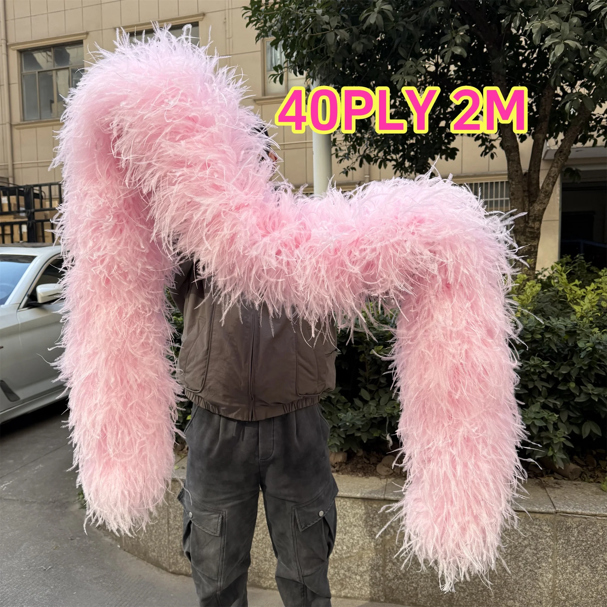 40 PLY Thick Ostrich Feather Boa 2M Fluffy Feather Scarf Fashion Pink Lady Shawl Wedding Clothig Party Dress Decor Plumes Trim
40 PLY Thick Ostrich Feather Boa 2M Fluffy Feather Scarf Fashion Pink Lady Shawl Wedding Clothig Party Dress Decor Plumes Trim