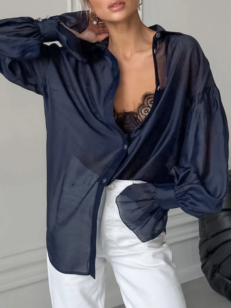 Сексуальная прозрачная блузка для женщин, новинка 2023 года, летняя модная повседневная свободная однобортная рубашка с длинными расклешенными рукавами для поездок на работу, женская
Сексуальная прозрачная блузка для женщин, новинка 2023 года, летняя модная повседневная свободная однобортная рубашка с длинными расклешенными рукавами для поездок на работу, женская