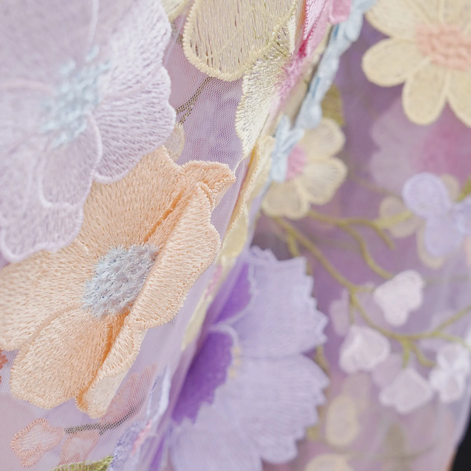 Embroidered floral lace fabric crafted on lightweight gauze suitable for garment making sewing weaving and fabric decoration
Embroidered floral lace fabric crafted on lightweight gauze suitable for garment making sewing weaving and fabric decoration