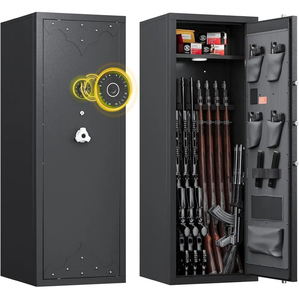Большой сейф для домашней безопасности с 3 регулируемыми полками, 4 отделениями для пистолета и цифровым замком для огнестрельного оружия и боеприпасов.
Большой сейф для домашней безопасности с 3 регулируемыми полками, 4 отделениями для пистолета и цифровым замком для огнестрельного оружия и боеприпасов.
