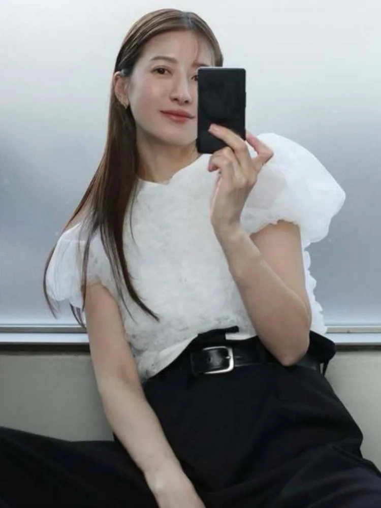 C1ane Pure Color Bubble Sleeve Ruffle Layered Thin Shirt Satoshi Hino Commute Style Loose Fit Cotton Polyester Blend Summer S...
C1ane Pure Color Bubble Sleeve Ruffle Layered Thin Shirt Satoshi Hino Commute Style Loose Fit Cotton Polyester Blend Summer S...
