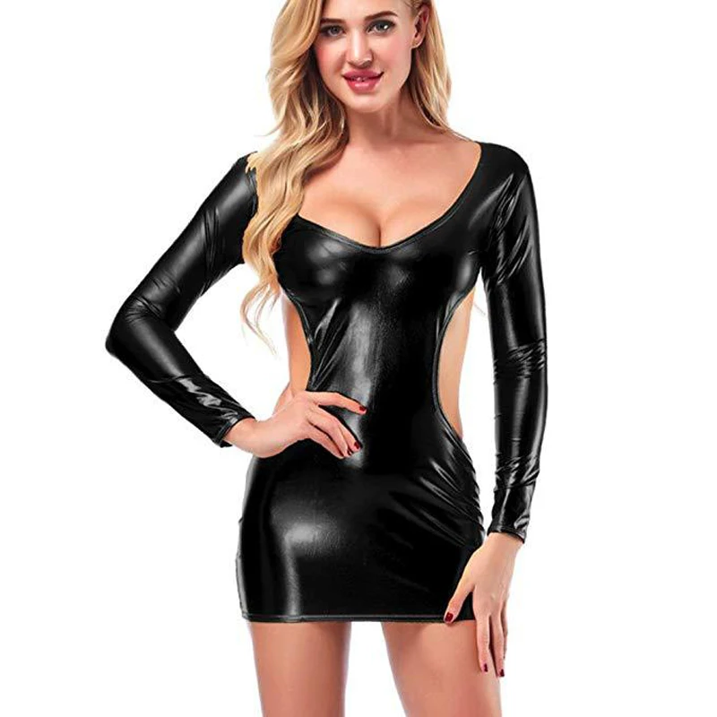 Sexy PU Leather Women Dress Sleeveless Mini Club Party Dresses Spring PU Leather Club Dresses
Sexy PU Leather Women Dress Sleeveless Mini Club Party Dresses Spring PU Leather Club Dresses