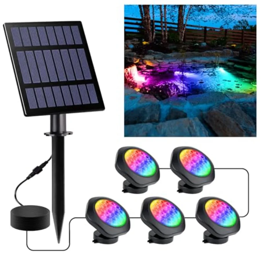 Solar Pond Lights, 18 LED Super Bright RGB LED Underwater Spotlights Color Changing Submersible Pond Light IP68 Waterproof Foun
Solar Pond Lights, 18 LED Super Bright RGB LED Underwater Spotlights Color Changing Submersible Pond Light IP68 Waterproof Foun