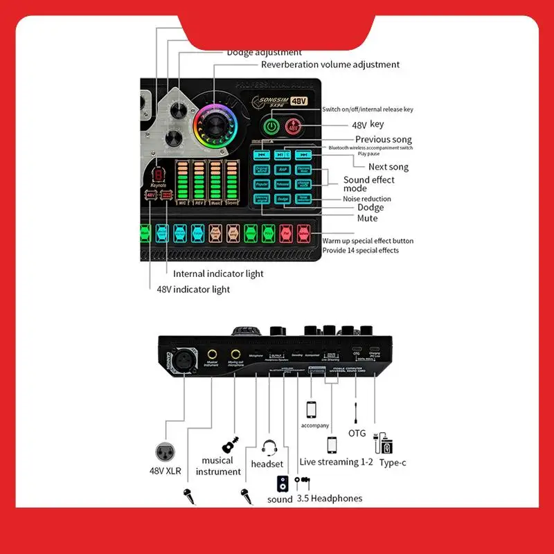 SX96 Sound Card Black 48V Sound Card Microphone Mobile Phone Computer Live Broadcast Outdoor Singing Home Mini Mixer
SX96 Sound Card Black 48V Sound Card Microphone Mobile Phone Computer Live Broadcast Outdoor Singing Home Mini Mixer