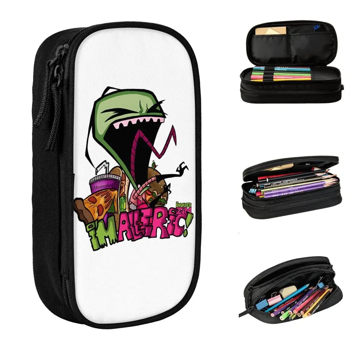 Large-capacity Pen Box Custom I'M ALLERGIC Invaders Zims Merch Double Layer Pencil Case Stationery Women Makeup Bag Suprise Gift
Large-capacity Pen Box Custom I'M ALLERGIC Invaders Zims Merch Double Layer Pencil Case Stationery Women Makeup Bag Suprise Gift