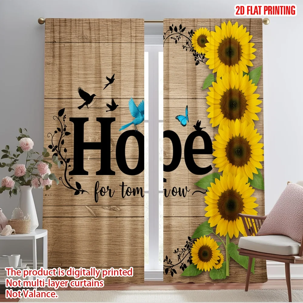 2pcs 2D flat printing Window Curtains Hope For Tomorrow Sunflower Birds 100% Polyester Without Electricity Holiday Decorations
2pcs 2D flat printing Window Curtains Hope For Tomorrow Sunflower Birds 100% Polyester Without Electricity Holiday Decorations