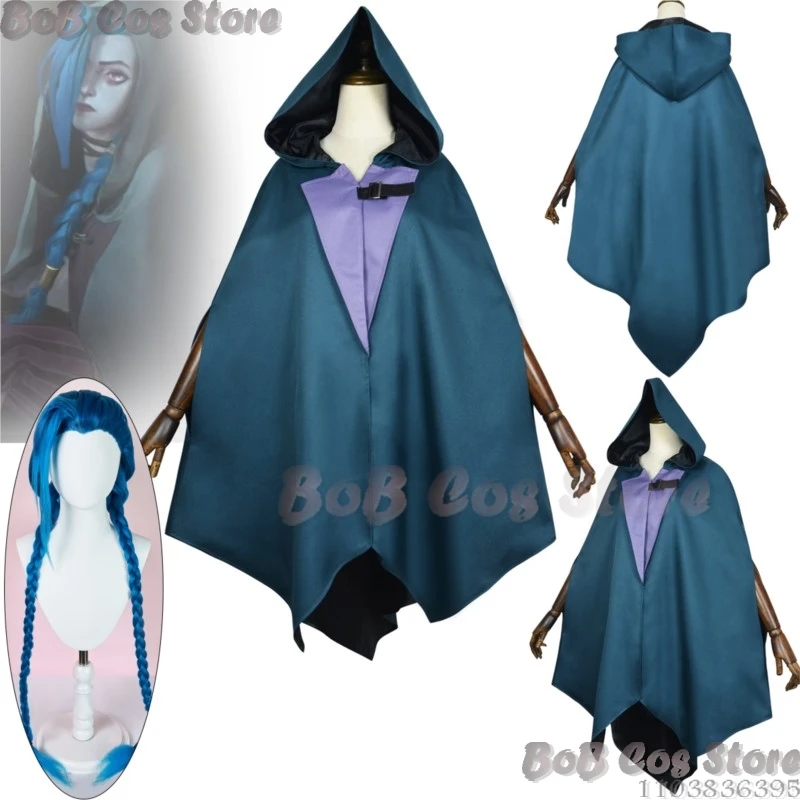 Jinx Arcane Game League of Legends Cosplay Costume Cape Clock Women Girl Uniform Blue Wig Halloween Customized
Jinx Arcane Game League of Legends Cosplay Costume Cape Clock Women Girl Uniform Blue Wig Halloween Customized
