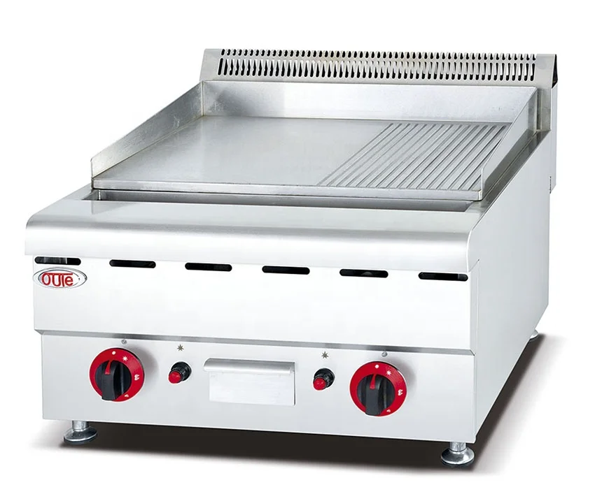 Desktop Gas BBQ Griddle With Half Ribbed and Half Flat Gas Griddle Plate