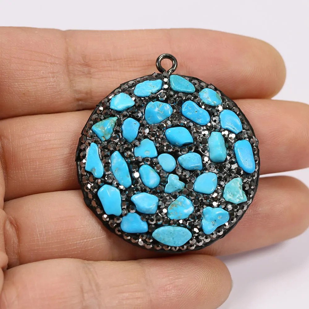 APDGG 2Pcs Big 40MM Blue Turquoise Round Coin Sun Black CZ Paved Pendant Charms For Necklace Earrings Jewelry Making DIY
APDGG 2Pcs Big 40MM Blue Turquoise Round Coin Sun Black CZ Paved Pendant Charms For Necklace Earrings Jewelry Making DIY
