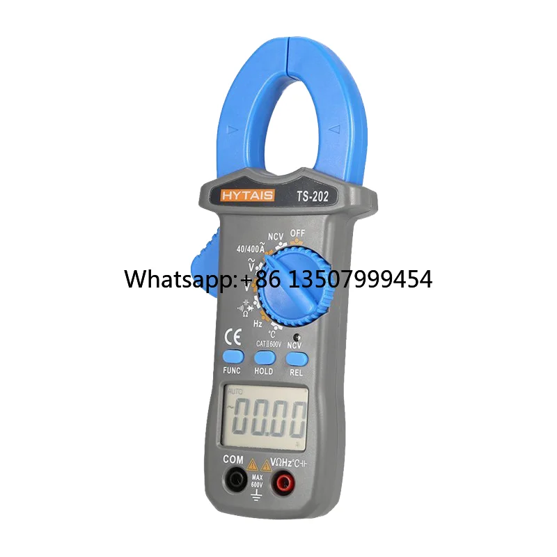 The Digital Display Shows a 400A Range, 600V Withstand Capacity, Clamp-on Current Meter.
The Digital Display Shows a 400A Range, 600V Withstand Capacity, Clamp-on Current Meter.
